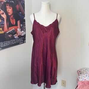 Vintage Sophia by delicates Reddish Maroon Tank Top Slip Dress with Lace Detail